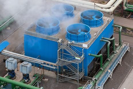 Industrial circulating water cooling towers with steam